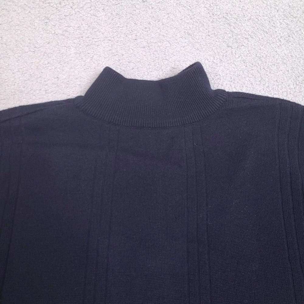 Alex Cannon‎ Sweater Mens Large Navy Blue 1/4 Zip Mock Neck